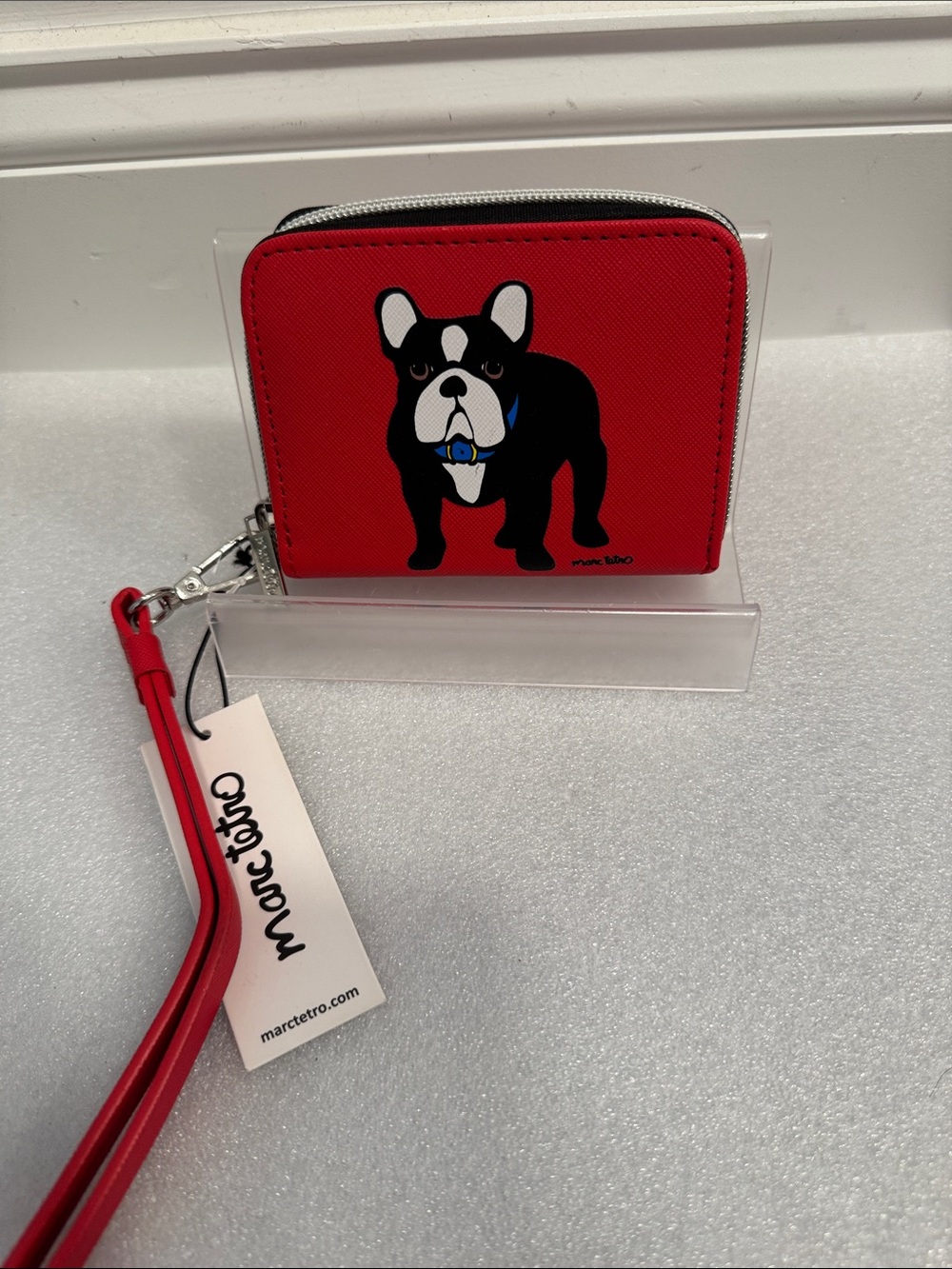 marc tetro Red French Bulldog Wristlet Wallet